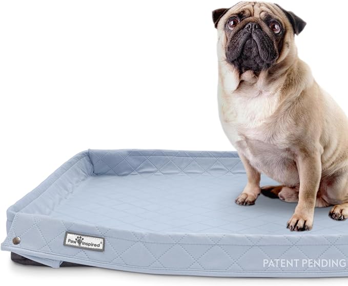 Paw Inspired Critter Box Reusable Dog Pad, Raised Sides, 32x32 Inch Size | Large Washable Puppy Pad for Potty Training, Whelping, or Litter Box Mat, Pee Pad, Soft Raised Edges to Prevent Leaks