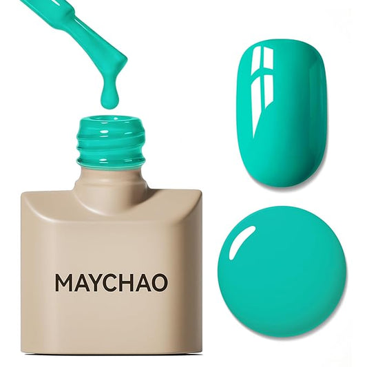 MAYCHAO 15ML Turquoise Teal Gel Nail Polish 1Pc Deep Oceanside Green Gel Polish Soak Off UV LED Nail Polish Nail Art Starter Manicure Salon DIY at Home, 0.5 OZ