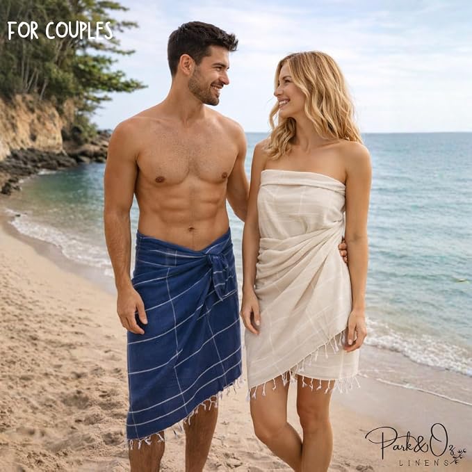 PARK & OZ Turkish Beach Towels – Oversized 100% Cotton Quick-Dry Absorbent Sand-Free Blanket 72"x40" Extra Large Lightweight Pool Towel for Adults Women Men Packable Sand Resistant Perfect (Salmon)