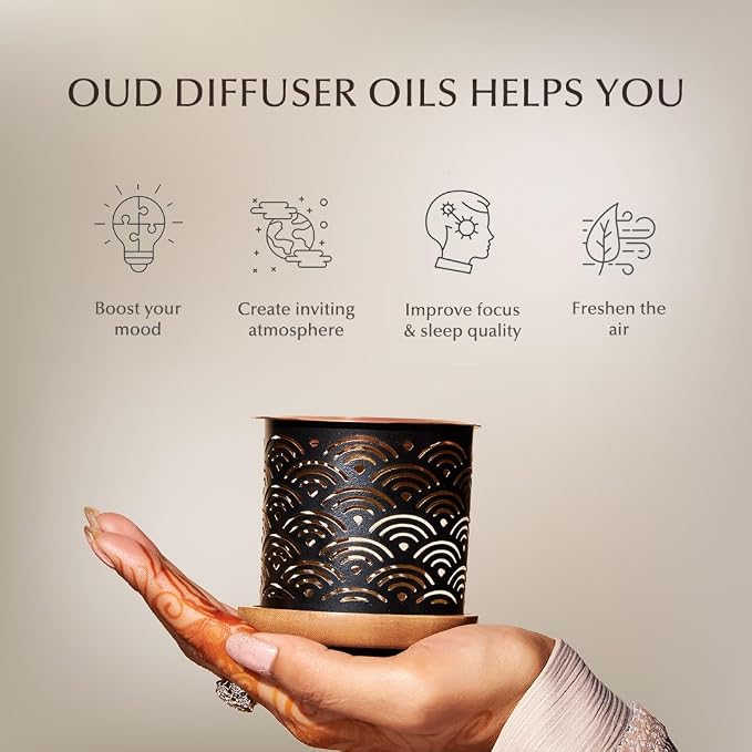 Oud Diffuser Oil, Essential Oil Gift Set by Dukhni | 6 x 10ml Arabic Oil Gift Set for Diffuser & humidifier | 100% Pure Halal Oudh Oils | Relax with Home Aromatherapy