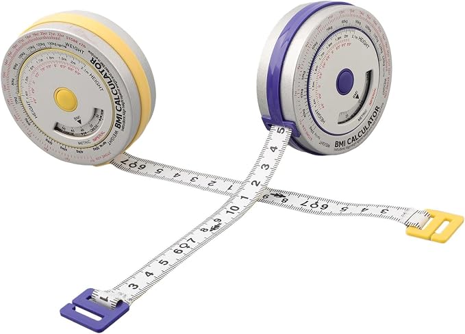 BMI Body Mass Index Retractable Tape Measure, Push-Button Locking Diet Tool for Waist Hip Arm Chest Thigh, Accurate Plastic Ruler for Fitness Tracking, 150cm/200cm(3PCS blue)