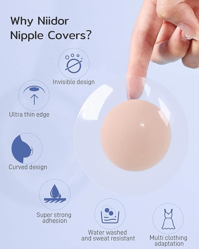 Niidor Transparent Nipple Covers For Women Seamless Silicone Pasties Nipple Covers Reusable 2025 Upgraded Breast Petals