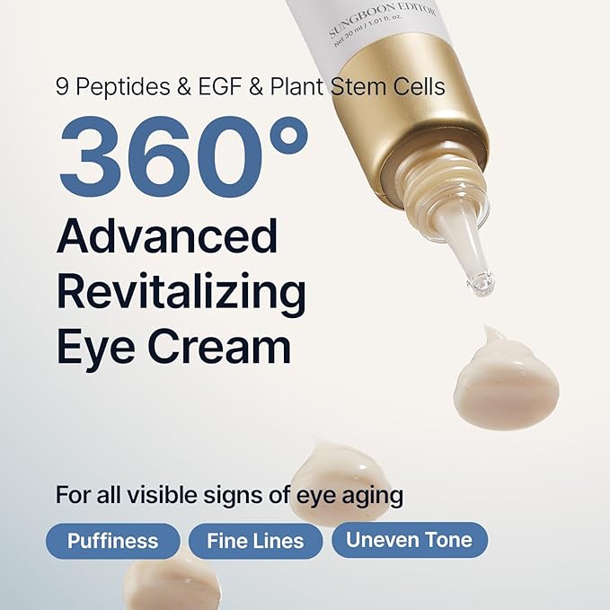SUNGBOON EDITOR Silk Peptides EGF Intensive Eye Cream with Copper Peptides for Puffiness & Fine Lines | Patented Peptide Complex | Firm-looking & Hydration, Korean Skin Care 1.01 fl oz