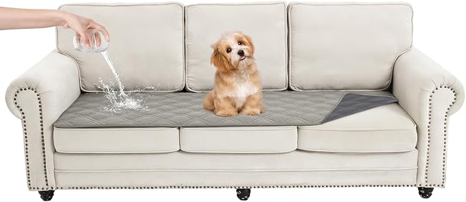100% Waterproof Dog Bed Cover Pet Blanket, Light Gray+Gray, 30"x71" | ,7-Layer Reversible Couch Covers for Dogs Met for Sofa Furniture Car Camping