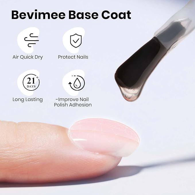 Base and Top Coat Nail Polish Set Quick Dry, 3Pcs No Wipe Shiny/Matte Top Coat for Fingernail Non Gel Air Dry Fast Clear Nail Polish No Chip Nail Protective DIY at Home