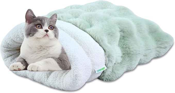 3 in 1 Semi-Enclosed Self Warming Burrow Cat Bed Sleeping Cave | Keep Warming, Machine Washable, Easy to Clean, Soft & Comfortable, Pet Beds fo Cats & Dogs, Cozy Privacy Nook