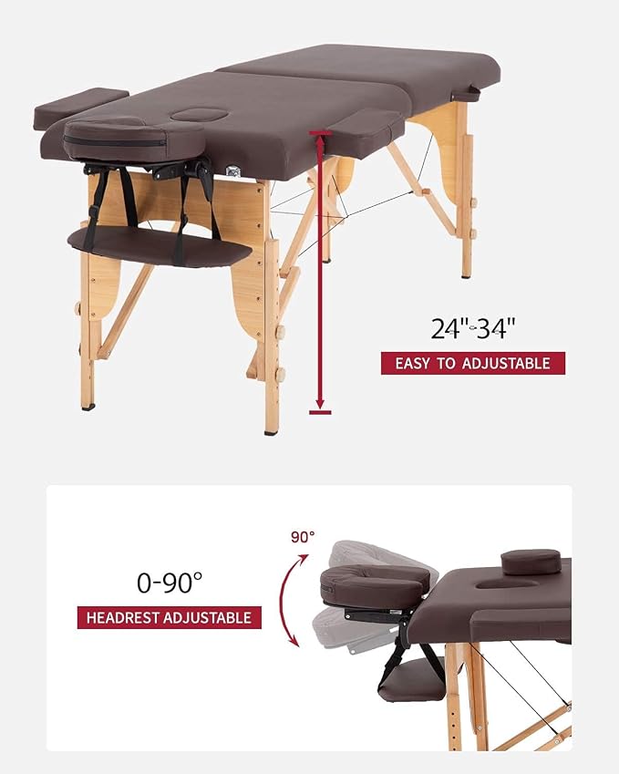 BestMassage Massage Bed Portable Massage Table 24 inch Wide Lash Bed Height Adjustable 2 Folding Spa Table with Non-Woven Bag for Spa Footmassage Facial CareSpa Tattoo