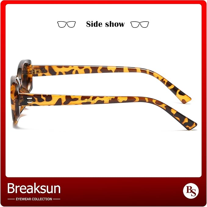 Breaksun Retro Oval Sunglasses for Women Men Fashion Small Oval Sunglasses 90s Vintage Shades