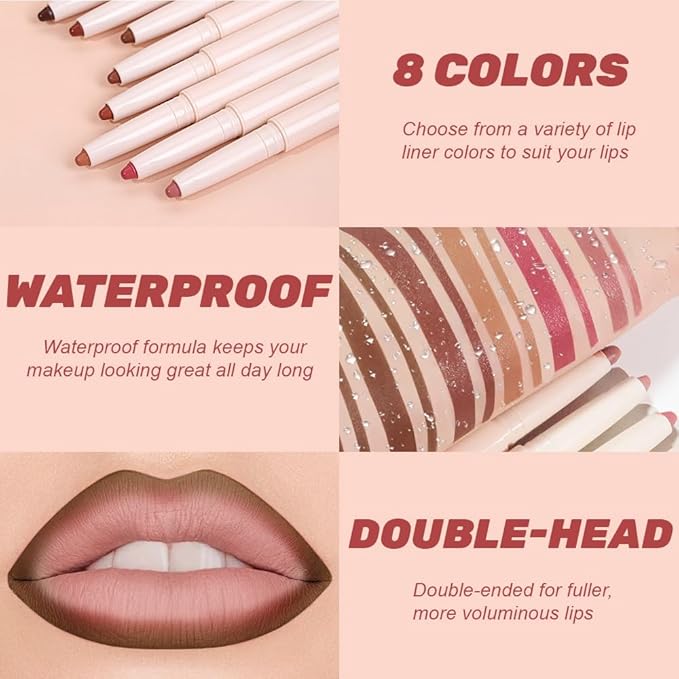 SUAKE Plump Matt Lipstick Lipliner Pencil Pack,Waterproof Crayon with Silicone Smudger for Define Contours & Sculpting Lip, Longwear Moisture Smooth Creamy Formula for Lip Makeup (06# Balance)