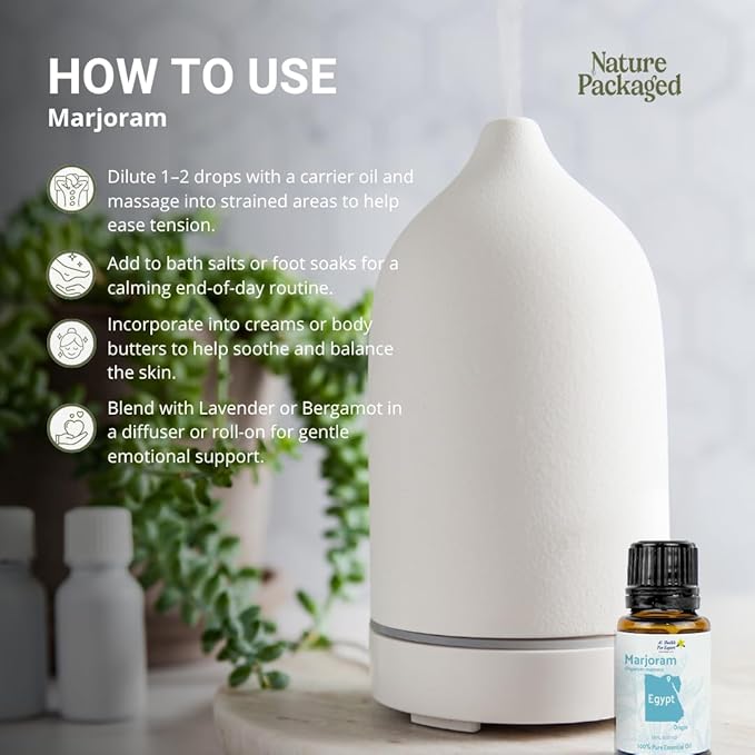 Marjoram Essential Oil - Direct from Al Sheikh for Export Egypt - Steam Distilled - Aceite de Mejorana for Aromatherapy, Massage, Diffuser, DIY Candle and Soap Making - 8oz