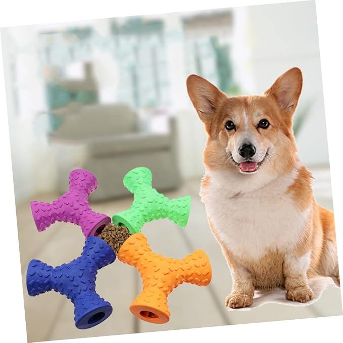 FOMIYES 3 Hole Dog Chew Toy for Tooth Cleaning, Rubber, Green