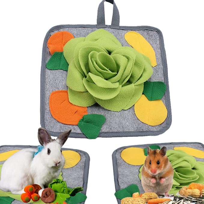 Abizoo Rabbit Snuffle Mat, 11.8" Washable Foraging Toy for Guinea Pig