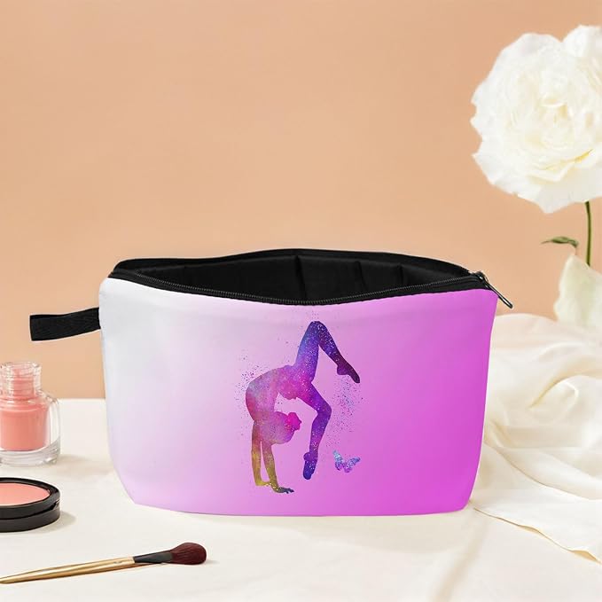 Gymnastics Gifts for Women Cheerleader Cosmetic Bag Makeup Bag Present for Gymnastics Lover Woman Sports Lovers Gymnasts Inspirational Gifts Gymnastic Coach Present for Women