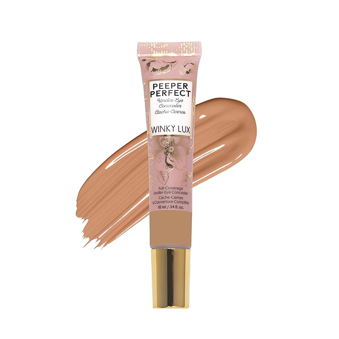 Winky Lux Peeper Perfect Under Eye Concealer, Makeup & Eye Brightener, Full Coverage Concealer for Dark Circles, Color Corrector & Eye Primer, With Collagen, Hyaluronic Acid & Vitamin E (Medium Deep)