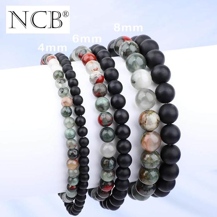 NCB 2.3-Piece 4mm Natural Crystal Gemstone Stretch Bracelets – Handmade Reiki Energy Healing Jewelry for Meditation,Yoga, Unisex