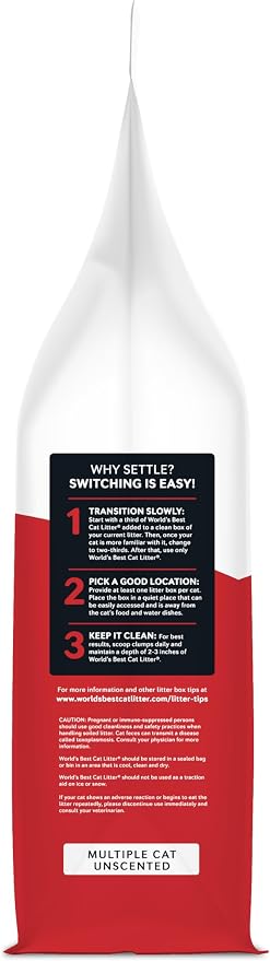 World's Best Cat Litter, Multiple Cat, Unscented, Lasts 2X Longer, 8 lb Bag | Controls tough multi-cat odors and lasts 2x longer; natural corn litter, quick clumping, flushable, 99% dust free