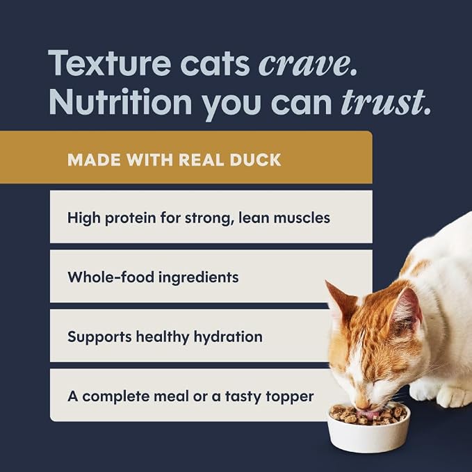 Instinct Flaked Entrees, Wet Canned Cat Food, Duck, 3 oz. (24 Count) | Tender flaked cuts in savory gravy, high protein, real duck, whole-food ingredients, grain-free, hydration support