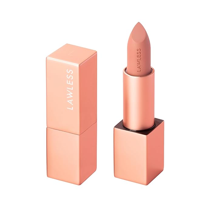 Lawless Women's Forget the Filler Lip-Plumping Line-Smoothing Satin Cream Lipstick, Soft Truffle, Pink, 0.1 Ounce