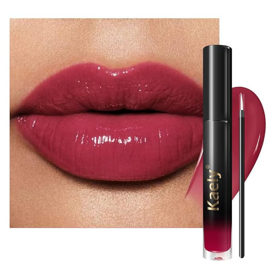 Kaely Longwear No-Budge Lipstick for Women, Highly Pigmented Liquid Lip Color Makeup, Non-Transfer Lip Gloss Stain Waterproof Smudge Proof 24 Hour, Instant Shine, Vegan & Cruelty-Free, 06 UNRIVALED