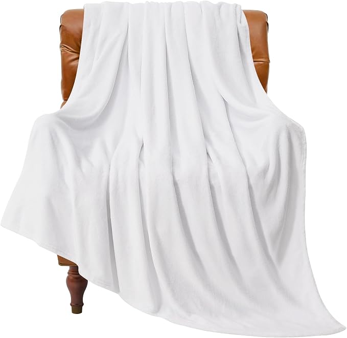 BEDELITE Fleece Blanket Soft Plush Twin Size Blanket White 60"x80" | Ultra Soft Fleece, Plush Microfiber, Lightweight Warmth, All Season Comfort, Fade Resistant, Machine Washable, Couch Sofa Bed