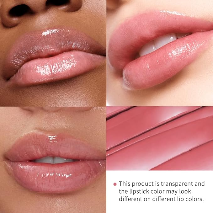 Tinted Lip Balm Lipstick, Hydrating Natural Glossy, Long-lasting Moisturizing & Nourishing Lip Care with Natural Ingredients Transparent Color (Pink, 0.07oz)