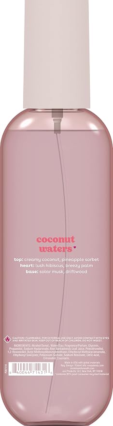 eos Cashmere Body Mist, Coconut Waters, Body Spray for Women, Hair Mist, Coconut Perfume, Moisturizing, Hyaluronic Acid, Glycerin, Vegan, Cruelty-free, 6 fl oz