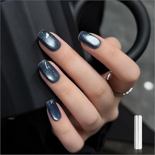 GAOY Blue Cat Eye Gel Nail Polish, 16ml Glitter Holographic Nail Polish with Magnet, Reflective Translucent UV Gel, 3151 Starry Night