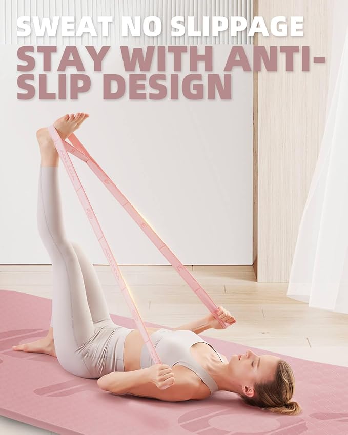 YOTTOY Yoga Strap and Resistance Bands-Exercise Elastic Bands for Working Out Women with 10 Loops-Perfect for Stretching and Physical Therapy