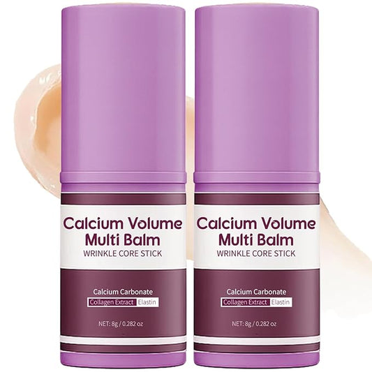 2Pcs Calcium Volume Multi Balm Stick, Korean Skin Care Moisturizing Balm with Vitamin, Almond & Vitamin E for Lip Eye Neck