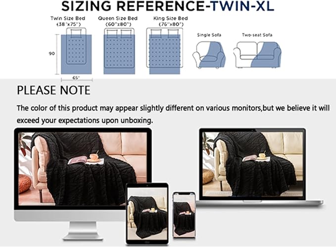 YUSOKI Sherpa Fleece Twin XL Size Blanket, Black, 65"x90" | 3D Stylish Design,320GSM, Non-Shedding, Lightweight for All Season Use, stays fluffy after repeated washes, Perfect Gifts