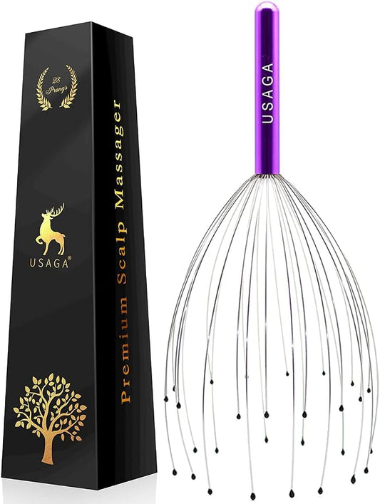 USAGA 28 Fingers Head Scratcher, Head Massager, Scalp Massager for Scalp Body Relaxing (Purple)