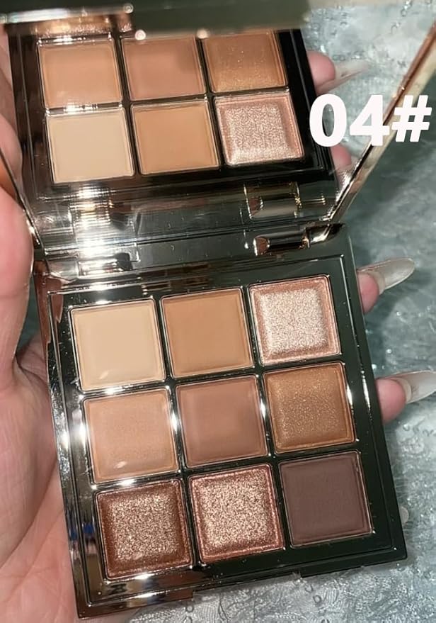 9 Colors Eyeshadow Palette, Matte & Shimmer & Glitter Eye Shadow, Highly Pigmented Silky Smooth Powder Waterproof Long Lasting Makeup Palettes. (Color 4)