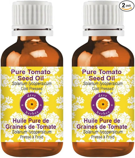 Deve Herbes Pure Tomato Seed Oil (Solanum lycopersicum) Cold Pressed (Pack of Two) 100ml X 2 (6.76 oz)