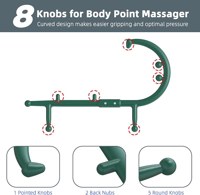 Back and Neck Massager - Greeen | for Trigger Point Fibromyalgia Pain Relief and Self Massage Hook Cane Therapy