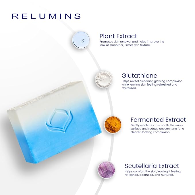 Relumins Advance Intensive Skin Repair Soap with TA Stem Cell, Rejuvenation, Body Soap Bar, and Licorice for Softer, Smooth Skin, 135g x 3 Bars
