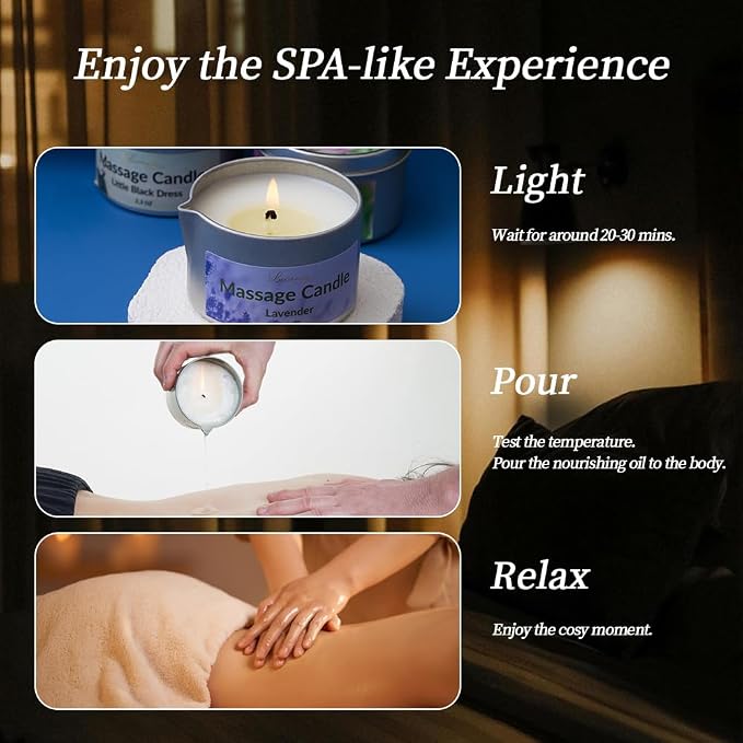 Massage Candle Natural Soybean Wax for Skin Moisturizing, Coconut Oil Jojoba Oil Based Scented Low Temp Candle Gift 2.3 OZ (Lavender)