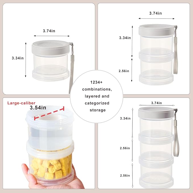 2025 Upgraded Airtight Dog Treat Container, Leak-Proof Stackable Pet Food Jar 2/3/4 Layers, Portable with Lanyard for Outdoor, Travel, Training & Home, Food-Grade PP (White)