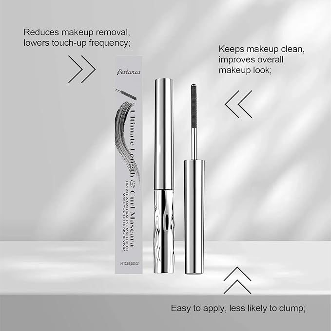 Zkyo Iron Wand Mascara, Waterproof Metal Mascara Wand,Liquid Lash Extensions Effect, Waterproof & Long-Lasting, No Flaking, No Clumping, 3D Curling Eyelash(Black)（1PC)