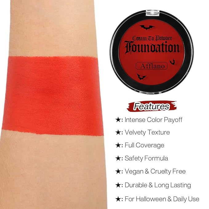 Red Face Paint, Washable Red Body Paint Clown Goth Foundation Makeup, Professional Safe Cream Face Painting for Kids & Adults, Long Lasting Greasepaint for Halloween Devil Makeup, SFX, Joker, Vampire