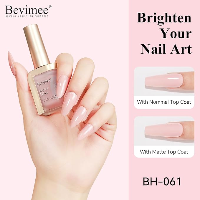 Nail Polish Nude Pink Quick Dry Sheer Color Nail Lacquer Non Gel Long Lasting Regular Fast Dry Fingernail Polish DIY Salon Gift for Women 12ML