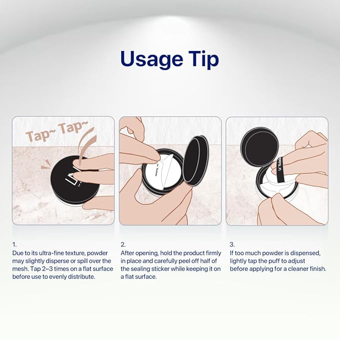 Le Nubele Azulene Face Cover Fixing Powder Mini Translucent Setting Powder for All Skin Types and Tones, Pore-Blurring, Matte Finish, Soft-Focus Technology, Korean Makeup, Travel Size 3g /0.10 oz.