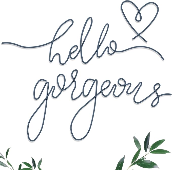Hicarer Metal Hello Gorgeous Wall Art Minimalist Wall Decor,Blue,Classic | for Bedroom Bathroom Living Room Dressing Room Salon Vanity Office Home Decoration, Easy to Install