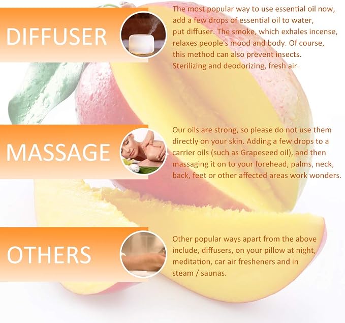 2-Pack Mango Essential Oil, 100% Pure Organic Natural Aromatherapy Mango Oil for Diffuser, Massage, Yoga, Meditation