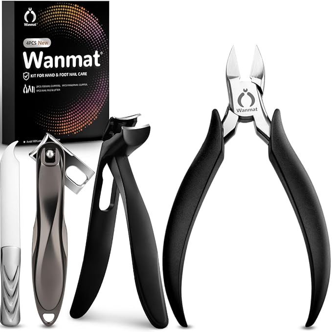 Toe Nail Clipper for Ingrown or Thick Toenails,Toenails Trimmer and Professional Toenail Nipper for Seniors with Stainless Steel Surper Sharp Blades (Podiatrist Nail Clippers Set)