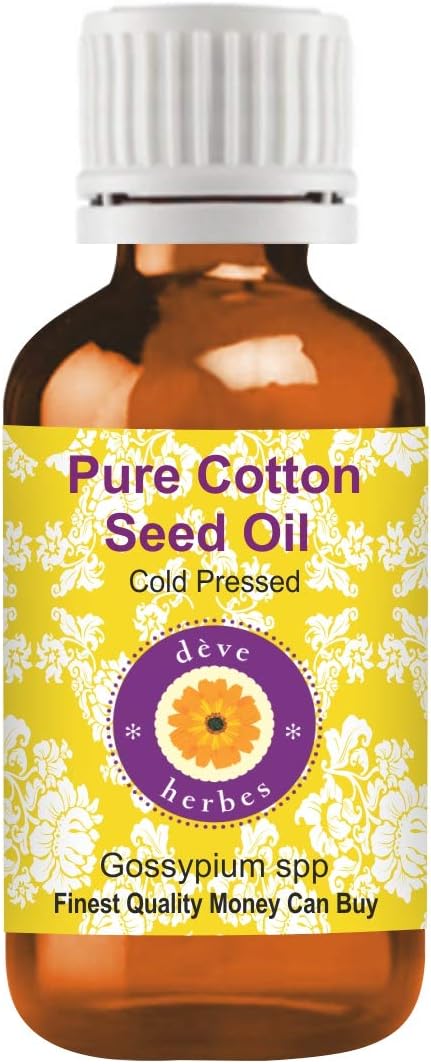 Deve Herbes Pure Cotton Seed Oil (Gossypium spp) Cold Pressed 15ml (0.50 oz)