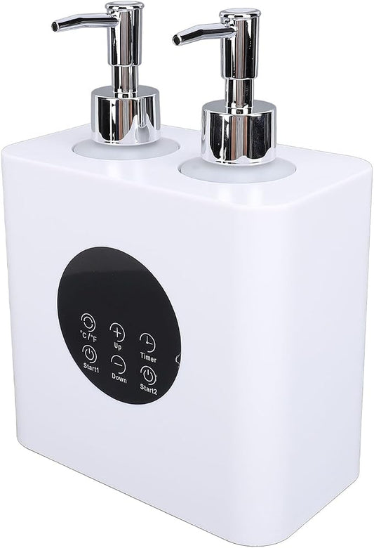 Massage Oil Heater with 4pcs 250ml Bottles, Temperature Range 30-65°C, Boosts Massage Oil Flowing, Dual Holes Adjustable Temperature Oil Warmers (US Plug)