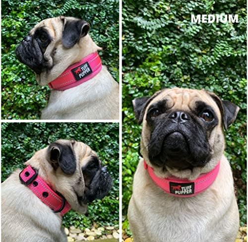 Tuff Pupper Ultra Comfort Padded Dog Collar | Thick Neoprene Padding | Ballistic Nylon Strap Dog Collar with Reflective Stitching | Durable Metal Buckle & Integrated ID Tag Holder | Waterproof Collars