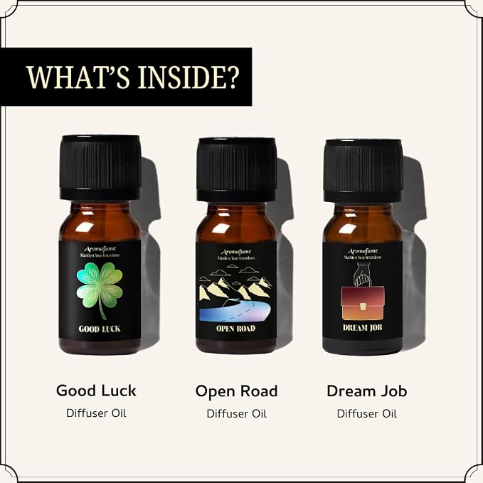 Good Luck, Open Road & Dream Job Oils | 3 x 10 ml | Ideal for Removing Blocks, Creating Opportunities etc | Manifestation & Mindfulness