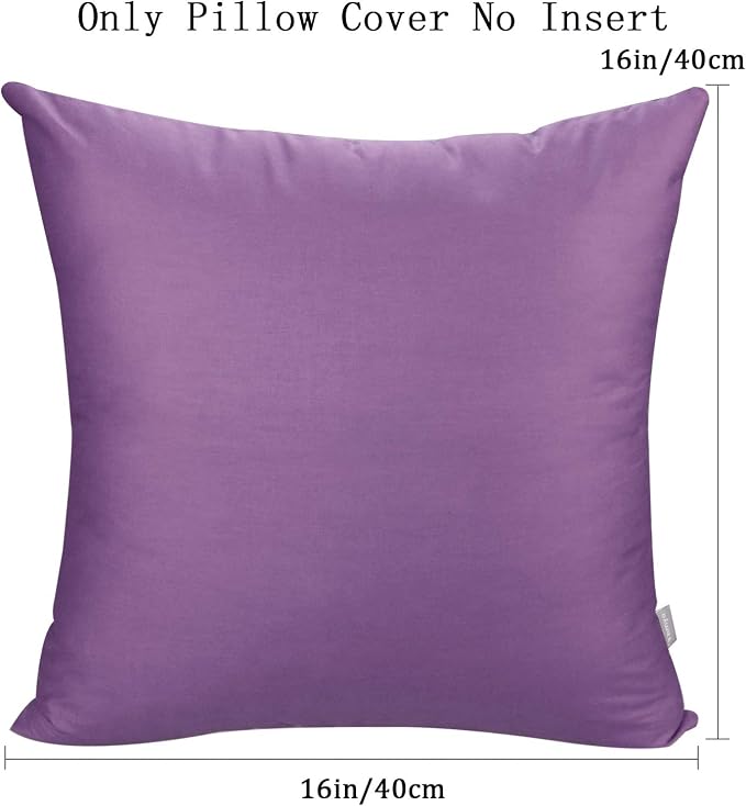 Thmyo 4-Pack 100% Cotton Comfortable Solid Decorative Throw Pillow Case, Square Cushion Cover Pillowcase Sublimation Blank Pillow Covers DIY Throw Pillowcase for Sofa(16x16 inch/ 40x40cm,Purple)