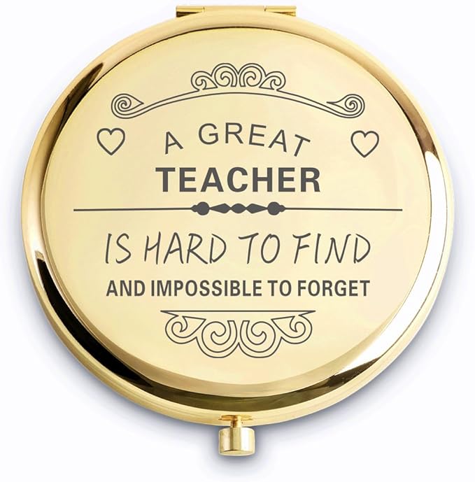 QUSTGO Teacher Appreciation Gifts for Women, Thank You Gifts for Teacher, Personalized Compact Mirror, Goodie Bag & Basket Stuffers for Valentines Day